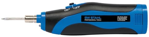 SW Stahl 61805SB Saldatore a Batteria - Saldatore Mobile, Gambo 3 mm | Riscaldamento rapido 15s, temperatura 420 °C, luce LED integrata, set con cappuccio protettivo e stagno senza piombo