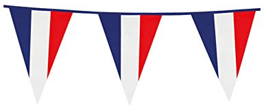 Boland 62039 – Vimpelkedja för Frankrike, längd 10 meter, nationell flagga, flaggkedja, plastgirlang, hängdekoration, karneval, temafest, världsmästerskap, europeiska mästerskap
