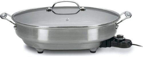 Cuisinart CSK-150 1500-Watt Nonstick Oval Electric Skillet,Brushed Stainless 18 in