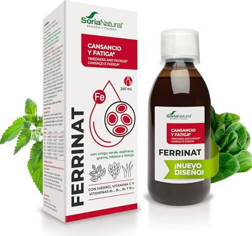 Soria Natural Ferrinat - Hierro de ALTA ABSORCIÓN - Hierro con Vitamina B12, B6, B2, B1 y Vitamina C - Concentrado de zumos naturales antioxidante - El hierro ayuda a reducir el cansancio - 250mL