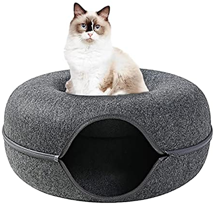 Tunnel-Katzenbett, Kätzchen Spielzeug Nest Tunnel, Abnehmbares Katzen-Filz-Tunnel-Spielzeug Interaktives Spielspielzeug für Katzen Katzen-Tunnel Katzen-Donut-Tunnel Katzen-Tunnel