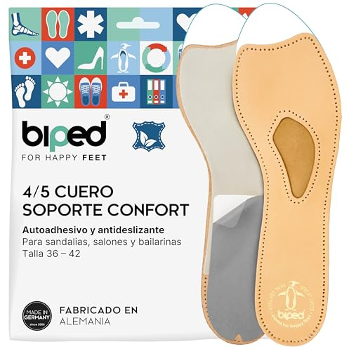biped semelles 4/5 en cuir avec soutien de voûte et coussinet avant-pied – pour escarpins, talons hauts, ballerines et chaussures ouvertes – adhésives souples z2226(39)