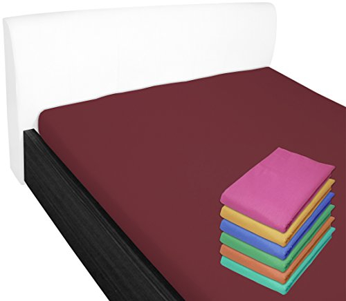 Nurtextil24 Bettlaken 210x240cm 28 Farben 100% Baumwolle ohne Gummizug (140x200cm & 160x200cm) Bordeaux
