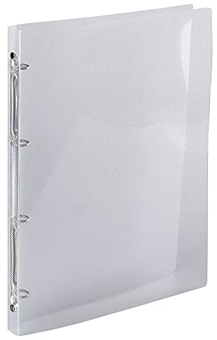 Exacompta 51194E Ringbuch Crystal DIN A4 aus flexiblem transluzentem Polypropylen 4-O Ring Mechanik Rücken 20mm kristall ideal für Schule und Büro Ringhefter Ringordner Ringbuchordner