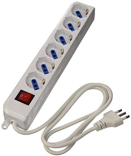 Ciabatta Multipresa elettrica 6 prese SCHUKO con interruttore Spina 16A