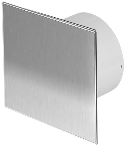 Ø 100 mm Design Badventilator Edelstahl mit Timer/Nachlauf und Rückstauklappe WTI100T Lüfter Ventilator Front Wandlüfter Badlüfter Ventilator Einbaulüfter Bad Küche leise 10 cm