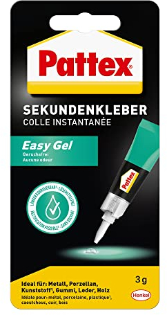 Pattex colle instantanée Power Easy Gel, tube de 3 g avec colle liquide extra forte, correction flexible, sans solvant, pour coller la porcelaine, la céramique, le métal, le plastique et le bois