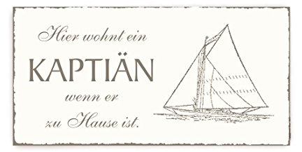 SCHILD Türschild « Hier wohnt ein KAPITÄN... » Vintage Holzschild Dekoschild Klingelschild Schifffahrt Seefahrt Boot Schiff
