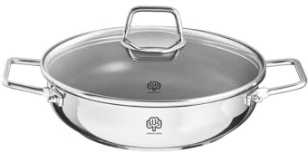 Schulte-Ufer beschichtete Schmorpfanne Wega aus Edelstahl mit einem Durchmesser von 24cm, 64056-965-24