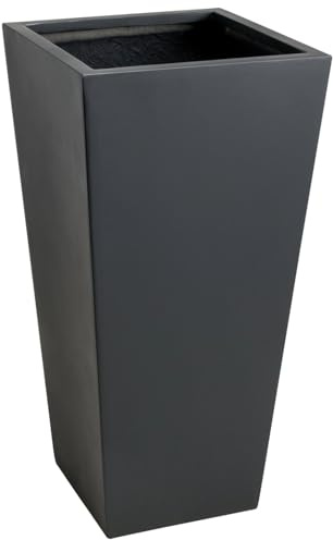 VIVANNO Pflanzkübel Classic - Fiberglas Blumenkübel Anthrazit, 40x40x90 cm