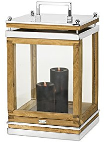 EDZARD lantern Huntsville made of wood and stainless steel, height 19,3 in, lantern with handle