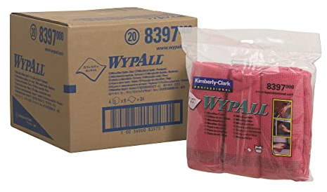 WYPALL Mikrofaser-Allzwecktücher, flaches Tuch, rot, 1er Pack (1 x 6 Tücher)