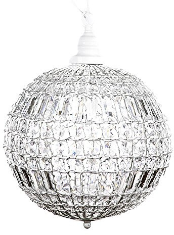 Kugelleuchte CRISTAL weiß mit Kristallen Kugellampe Hängelampe Kugel