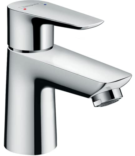 hansgrohe Waschtischarmatur Talis E, Wasserhahn Bad mit Auslauf Höhe 80 mm, mit Zugstange, Badarmatur wassersparend, Chrom