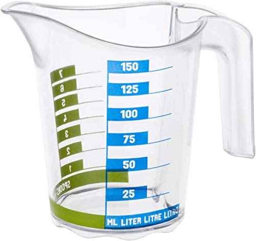 Rotho Domino kleiner Messbecher 0.15l mit Skala, Kunststoff (PP) BPA-frei, transparent, 0.15l (10.2 x 6.9 x 8.9 cm)