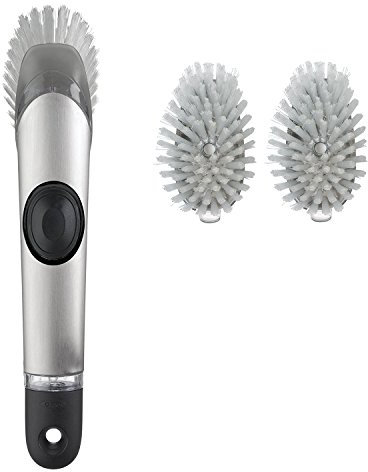 OXO SteeL Seifenspender-Bürste mit OXO SteeL Seifenspender-Bürste Nachfüllen, 2er-Pack