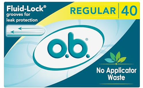 o.b. Tampons No Applicator, Fragrance-Free - 40ct | Applicator-Free Tampons Regular, Feminine Care, ob Tampon Regular, Period Products