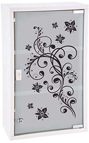 Spetebo XXL Medizinschrank 50 x 30 cm - Motiv Schwarze Ornamente - Arzneischrank Erste Hilfe Hausapotheke