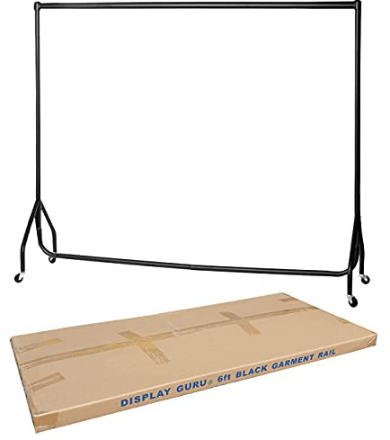 Display Guru Heavy Duty 6ft Garment Rail Steel Black Clothes Rail Hanging Carboot Display Rail 5FT High