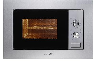 CATA MC 20 IX Microonde Incassato Inox Interno in Acciaio Inossidabile 5 Livelli di Potenza Grill da 1000 W Scongelamento Automatico Con Timer Capacità 20L Larghezza 60 cm