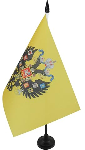 AZ FLAG Drapeau de Table Russie WWI 21x14 cm Polyester 100D Socle Plastique | Usage intérieur Drapeau de bureau impérial de Russie finition cousue et bords renforcés