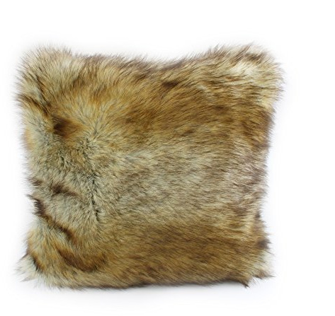 Gözze - Funda de cojín, elegante aspecto de piel, Diseño zorro, 50 x 50 cm - Marrón/Rojo