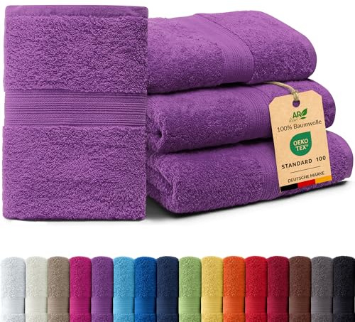 AR Line Arizona 4er Set Handtücher 50x100 cm – 100% Baumwolle, 500 g/m², weich & saugstark in Farbe: Orchidee
