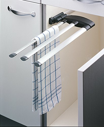 Hailo Handtuchhalter 3133101 | Secco Alu Line | Aluminium Handtuchtrockner | 3-armig | beliebig schwenkbar | Platzsparend | Hochwertige Handtuchstange für Bad und Küche | Wand- und Seitenwandmontage