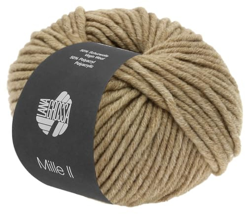 LANA GROSSA Mille II | Strapazierfähiges Mischgarn mit Merinowolle, waschmaschinenfest | Handstrickgarn aus 50% Schurwolle & 50% Acryl | 50g Wolle zum Stricken & Häkeln | 55m Garn FB53