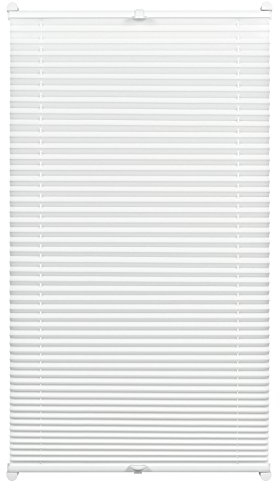 Gardinia Plissee zum Klemmen, Blickdichtes Faltrollo, Alle Montage-Teile inklusive, EASYFIX Plissee verspannt mit Zwei Bedienschienen, Weiß, 50 x 130 cm (BxH)