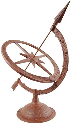 Esschert Design Sonnenuhr aus Gußeisen, ca. 47x35x54,5 cm