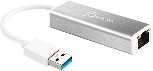 j5create Adaptador USB 3.0 a RJ45 Gigabit Ethernet, Adaptador de Red LAN Ethernet 10/100/1000 para Mac, Windows 11/10/8.1/7, Chrome OS, Ordenador de sobremesa, portátil (JUE130)