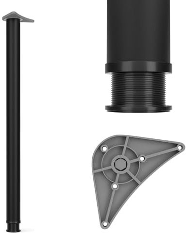 Dihl Pack of 2 1100mm Black Adjustable Kitchen Worktop, Unit, Breakfast Bar, or Desk Table Leg Support with 60mm Diameter - Stylish and Versatile Stainless Steel Furniture Leg, 2 PCS
