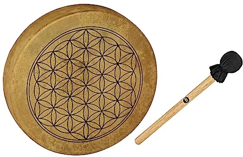 Sonic Energy 15 Zoll Hoop Drum, Blume des Lebens (HOD15-FOL) | 38 cm im Durchmesser, 8 cm hoch, mit Handgriff, inkl. Schlägel, Fiberglas, Büffelfell, Nylon