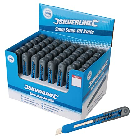 Silverline 868579 Présentoir de 48 cutters à lame sécable 9 mm 48 pièces