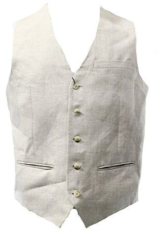 Perry Ellis Men's Business Suit Vest, Natural Linen Herringbone, S