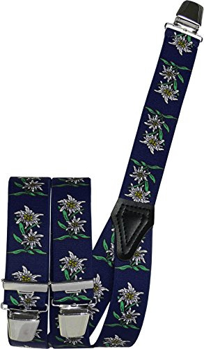 Harrys-Collection Hosenträger 35mm 3 Clipse Oktoberfest Trachten, bordeaux | stufenlos verstellbar, elastische Bänder, extra starke Clipse mit Kunststoffeinlagen, ideal für die Trachtenhose