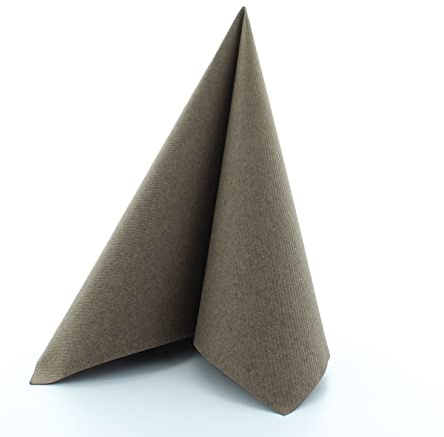 Prime Guest Airlaid-Servietten 40x40 cm/Premium Einweg-Serviette/textilähnlich und saugstark/perfekt für Hochzeit & Partys / 50 Stück/Braun