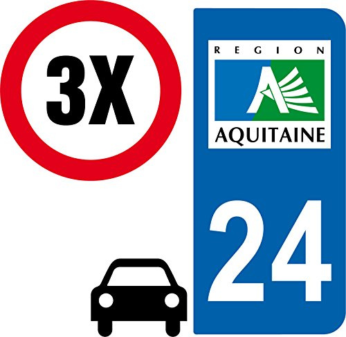 Aufkleber fürs Nummernschild, Departement 24 (Frankreich), 3 Stück