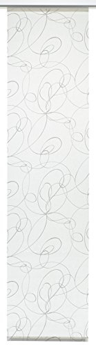 GARDINIA Panneau Japonais (1 Pièce), Opaque, Tissu Lavable, Motifs Curling, Blanc/Gris, 60 x 245 cm (LxH)