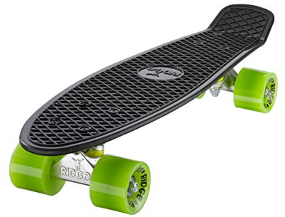 Ridge Unisex's Skateboards Original Mini Cruiser, Black-Green, 22 Inch
