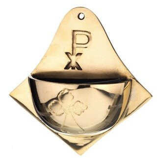 Acquasantiera, Altezza 10 cm, Ottone, Oro