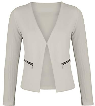 DANAEST Damen Blazer mit Taschen (382), Farbe:Beige, Kostüme & Blazer für Damen:44 / XXL