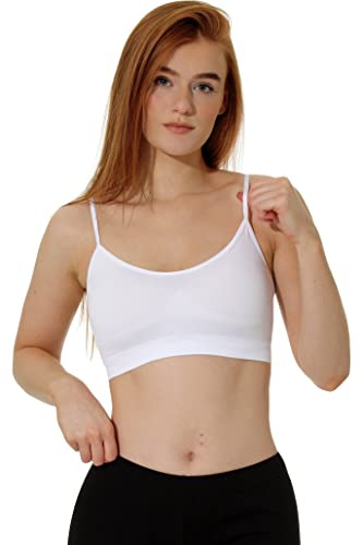 Yenita Dam bustier, sömlös bh-topp utan sidosömmar, 3-/6-pack, spagettiremmar, må-bra-bh, Vit, L