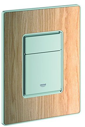 Grohe 38849HW0 Skate Cosmopolitan Toilet Actuation Plate with Wood Surface, Natural Oak/Matte Chrome