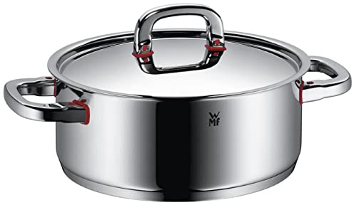 WMF Premium One Kochtopf groß 24cm, Bratentopf Induktion 4,1l, Metalldeckel mit Dampföffnung, Cromargan Edelstahl poliert, Innenskalierung