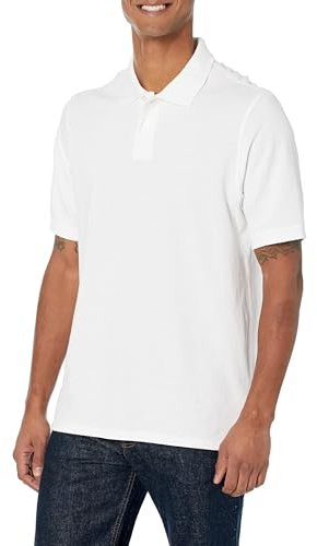 Amazon Essentials Polo en Piqué de Coton à Manches Courtes, Coupe Classique (Disponible en Grande Taille) Homme, Blanc, XL