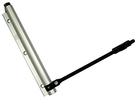 Amig - Pernio Muelle de Aluminio con Brazo de Acero Inoxidable Mod. 200-190 x 180 mm - Regular la Potencia de Cierre de Puertas Ligeras - Máximo 40 kg - Acabado Plata