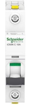 Schneider Electric A9F04110 IC60N Interruptor Automático Magneto Térmico, 1P, 10A, Curva C, 78.5mm x 18mm x 91mm, Blanco