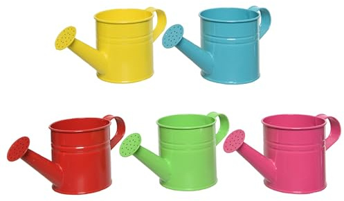 Decoris Blumentopf in Gießkannenform Zink 10cm Innen & Außen Bunt - Balkon und Terrasse - Übertopf Klein Metall - Blumenübertopf Topf - Deko Garten - Gartendeko Balkondeko Terrassendeko - Flower Pot